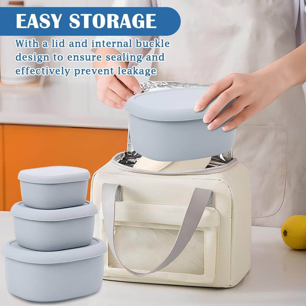 Silicone Snack Box Lunch Box, Leakproof Stackable Snack Box With Lid For Party, Wedding, Event, Travel, Bento Box