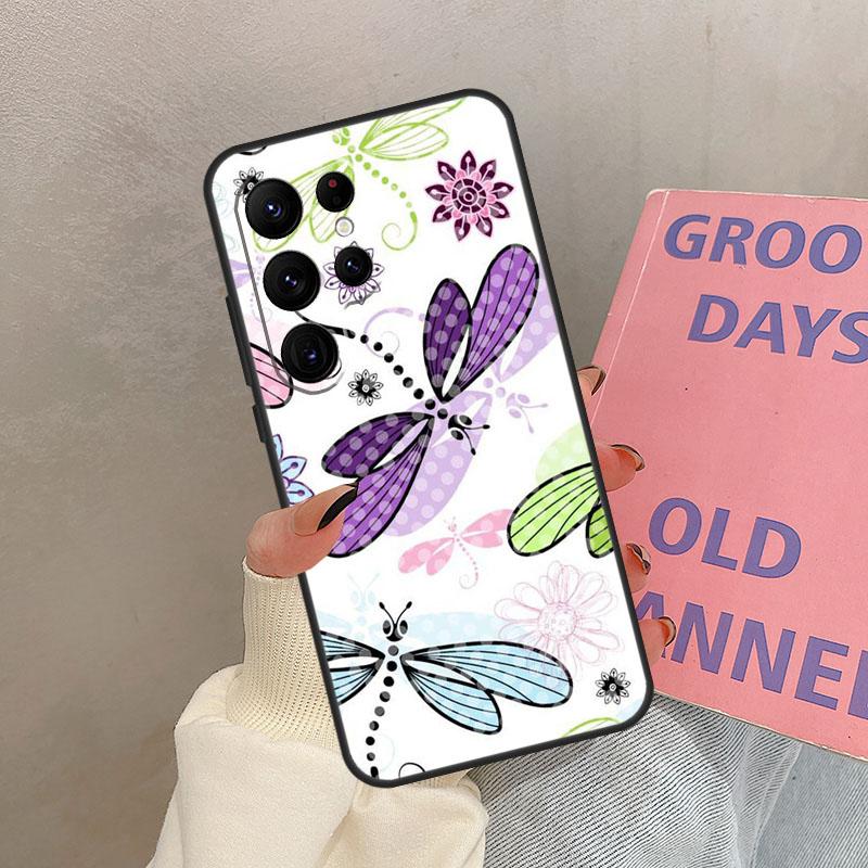 Floral Colorful Dragonfly Case For Samsung Galaxy S24 FE S21 FE S20 S22 S23 S25 Ultra S9 S10 Plus S25 FE Cover Coque