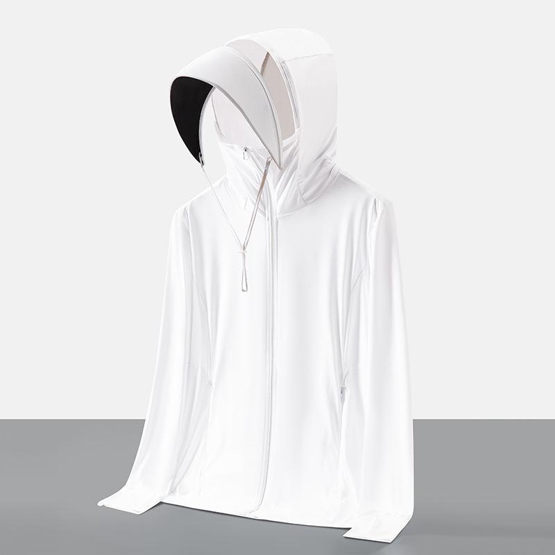 UPF100+ Ice Silk Sun Protection Jacket with Removable Brim - Anti-UV, Cooling, Breathable for Outdoor Use