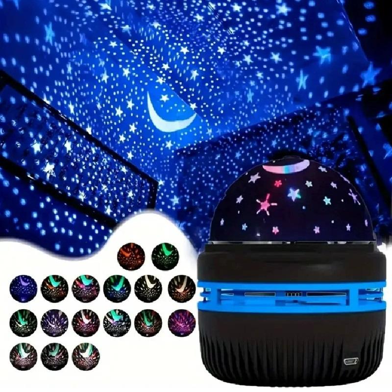 Döndürülebilir Çok Renkli USB Projektör Işığı Gece Lambası Ev Yatak Odası Parti Dekorasyonu Disko Işığı Çocuk Odası Dekorasyonu Noel Partisi