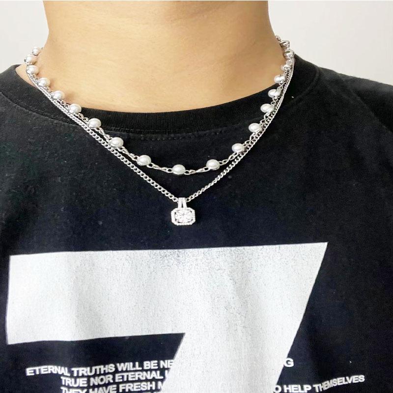 

Liu Zhang Унисекс Набор ожерелий с подвесками из жемчуга и циркония со съемной цепочкой