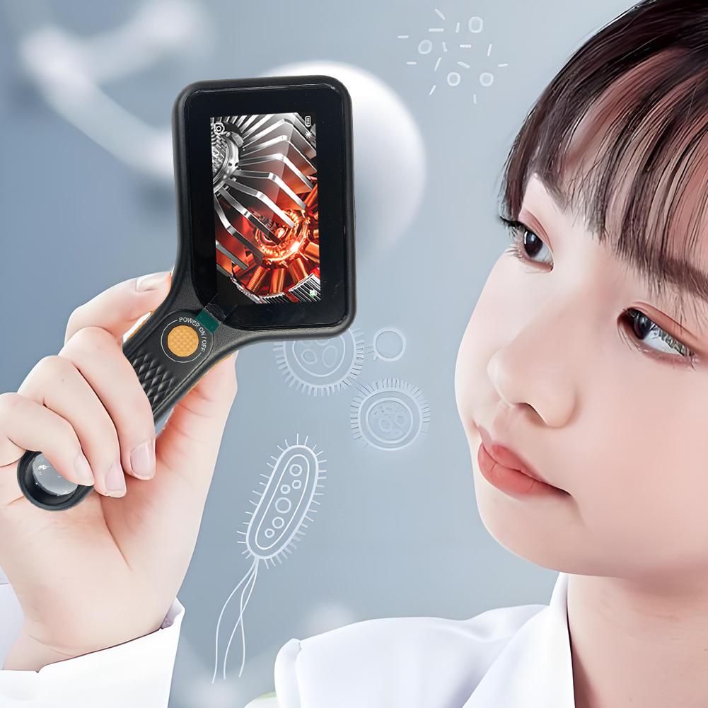 500X Magnification Digital Microscope with LED Portable Handheld Microscope HD Electronic Coin Magnifier for Home Office