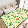 St. Patrick's Day Teppich Irisches Kleeblatt Klee Dekoration Grün Gold Harfe Teppich Feiertags Fußmatte Weich Rutschfest Wohnzimmer Dekoration