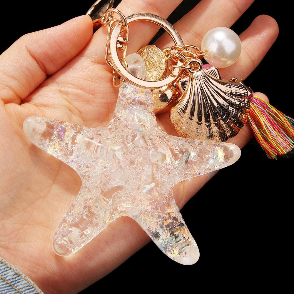 Chain Women Pendant Pearl Starfish Accessories Starfish Keychain Key Ring Shell Keychain Key Chains