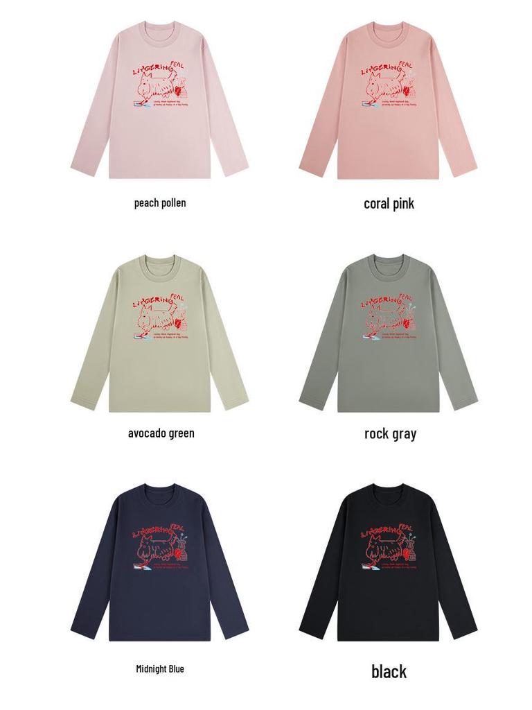 Korean Style Women's Long Sleeve Cotton T-Shirt - Versatile, Casual, Loose Fit for Spring & Autumn.
