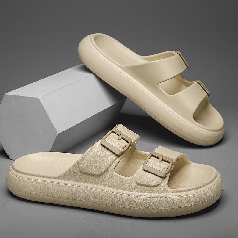 

Summer Men Slippers Fashion Buckle Outdoor Beach Sandals Thick Soft Sole Indoor Slides Men Casual Shoes Flip-flops Slippers