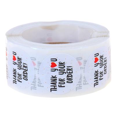 500Pcs Round Thank You For Your Order Sticker Heart Thanks For Shopping