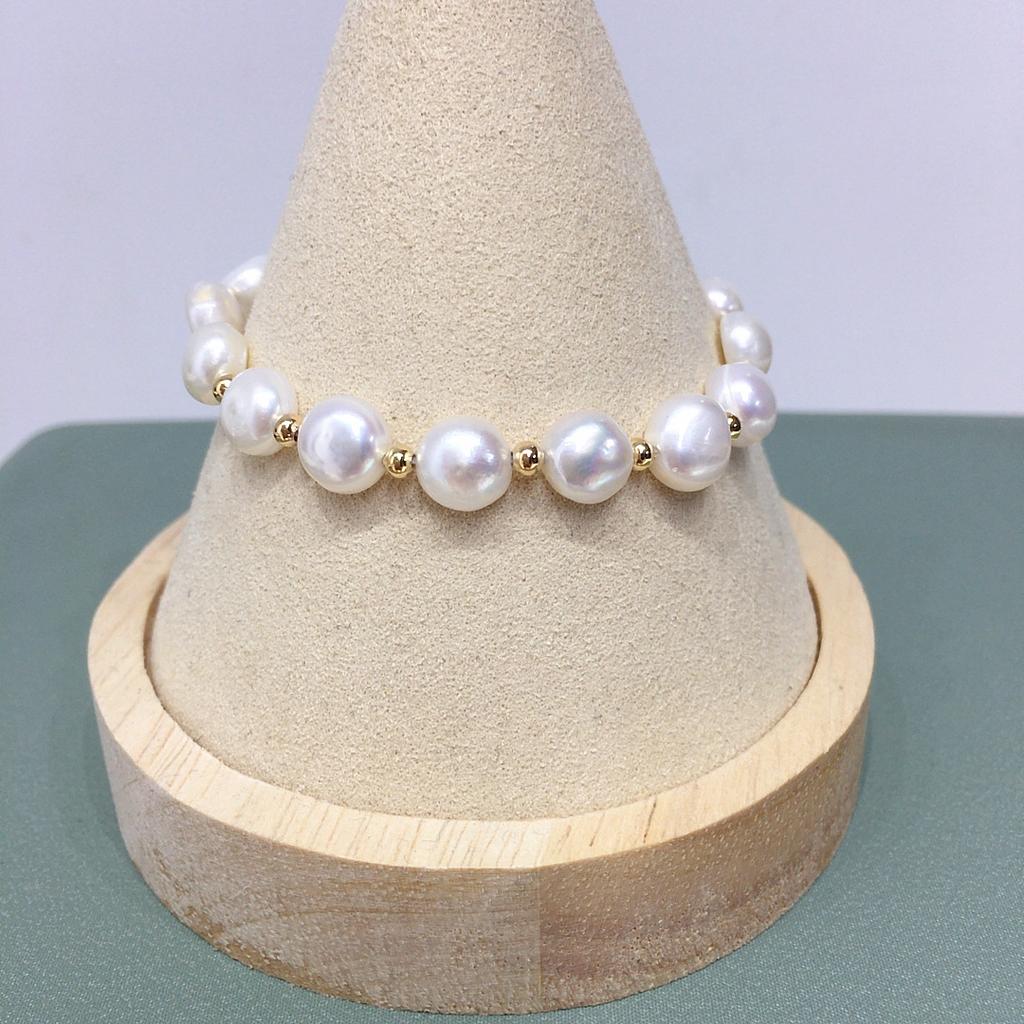 8-9mm Baroque Natural Freshwater Pearl Bracelet Adjustable Sliding Pull Chain with Tassel Pearl Elegant Women Hand Jewelry Bulk