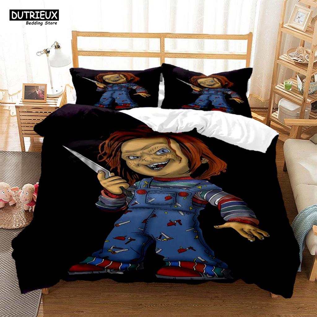 Halloween Horrorfilm Clown Gedruckter Bettbezug Kissenbezug Queen Bettwäscheset Bettwäscheset Luxus Personalisierte Bettwäsche