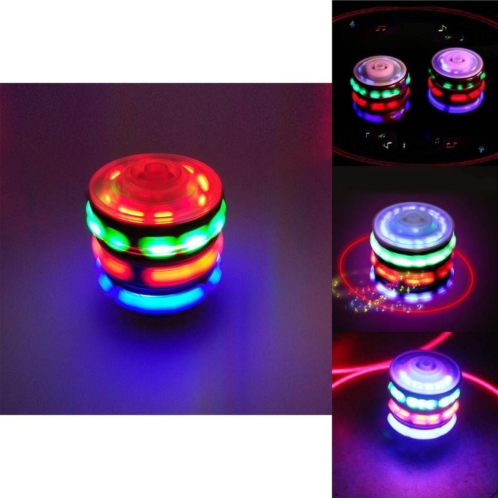 Colorful Flashing Musical Plastic Spinning Top Set With Battery-powered Lights