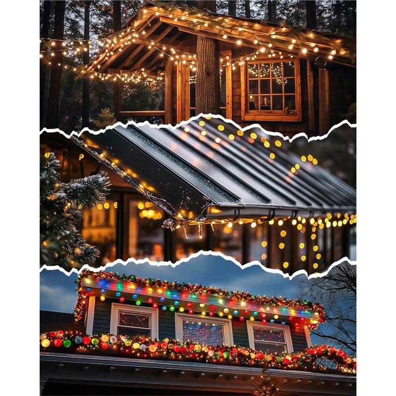 ABFS Christmas Light Clips For Outside String Lights-Metal 50 Pcs-Weatherproof Gutter Clips For Xmas Seasonal Rope