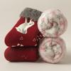 Womens Thick Fleece Lined Christmas Socks Mid-Calf Warm Winter Holiday With Reindeer