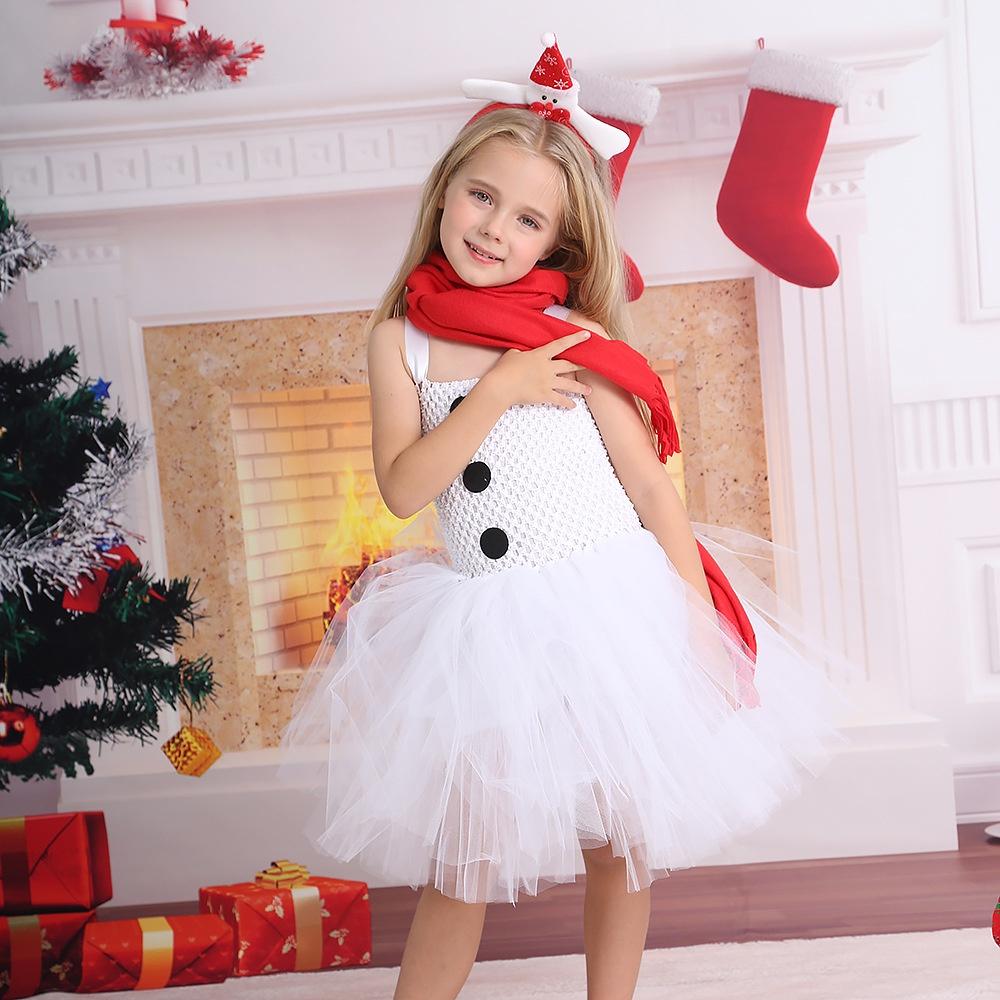 Snow Treasure Princess Girl's Ice And Snow Dance Skirt Christmas Snowman Costume