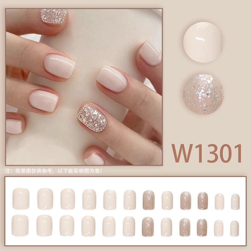 

24 шт. Кремовый шоколадный белый порошок сладкий новый темперамент простой маникюр осенне-зимний белый маникюр носить ногти