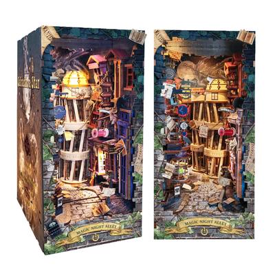 Spilay Booknook Miniature Dollhouse Kit Bookstand Bookshelf Decoration Dollhouse DIY Craft Handmade Wooden Gift Dollhouse Christmas Gift For Ages 14