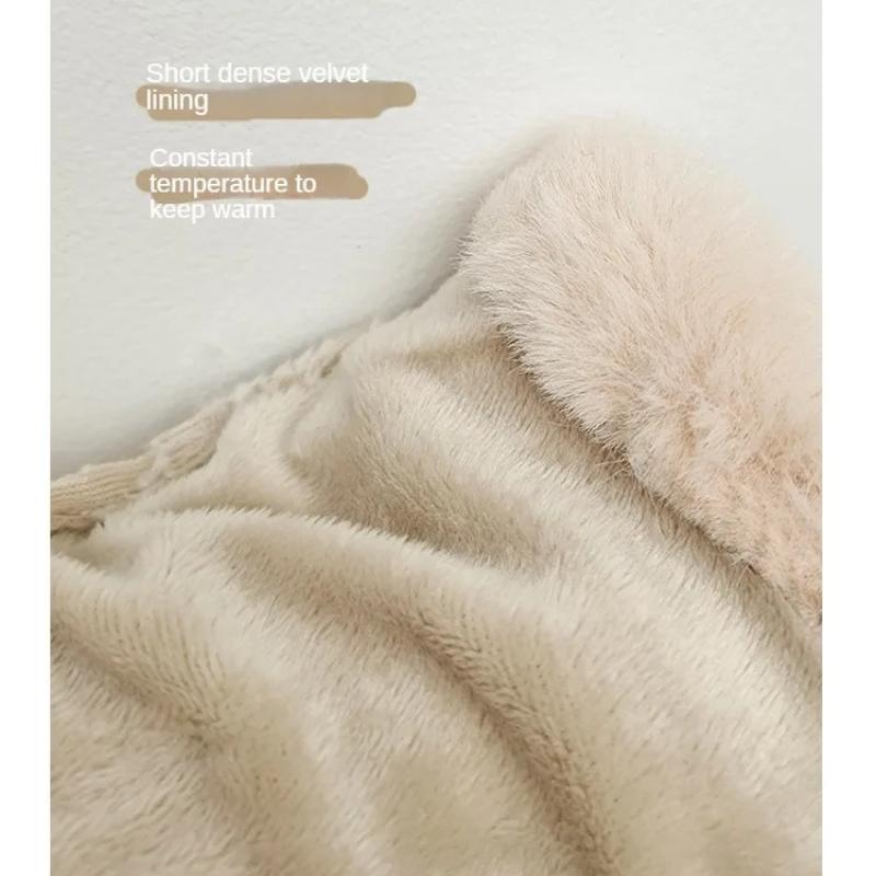 Winter Gloves Women Girl Cashmere Touch Screen Warm Gloves Elegant Outdoor Riding Wool Bow Full Cotton Finger Driving Mittens