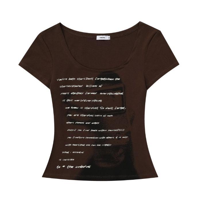 Retro Sweet and Spicy Tight-fitting Blouse Letter T-shirt