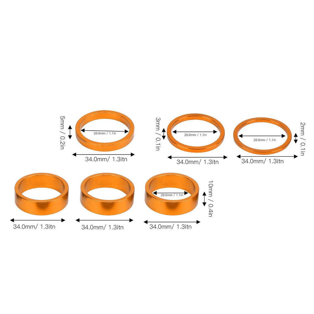 6Pcs Headset Spacer Aluminium Alloy Bike Handlebar Stem Spacers for Mountain Bike