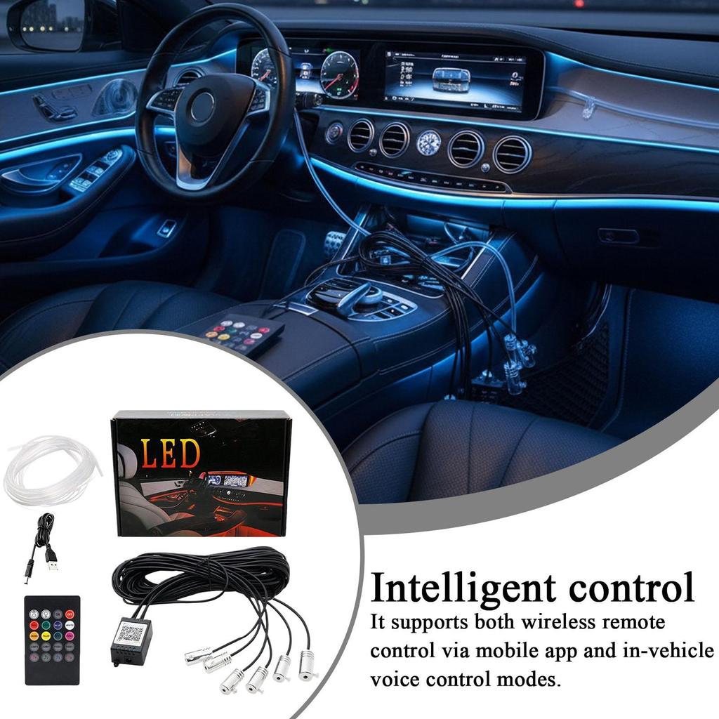 Car LED Light Strip Automotive Atmosphere Light 26.25ft 1-6 APP Control Ambient Lighting Car Sound Control Interior LED Strip