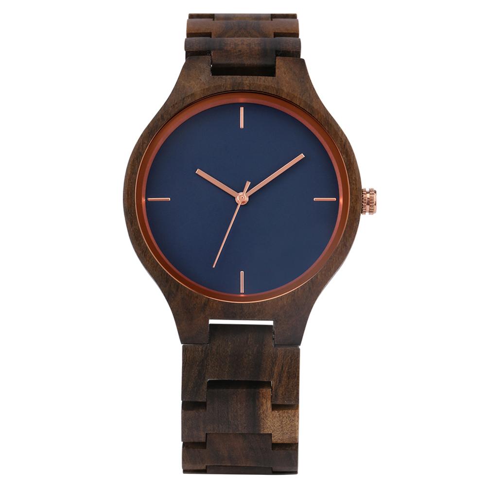 

Retro Pure All Walnut Wooden Watch Simple No Word Blue Dial Clock Man Sports Full Wooden Band Quartz Wristwatches Relojes Hombre