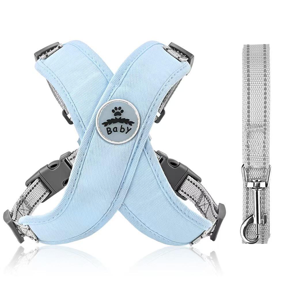 

Reflective Adjustable Dog Harness & Leash for Night Walks - Fits Teddy, Corgi, French Bulldog S (8-14 lbs)