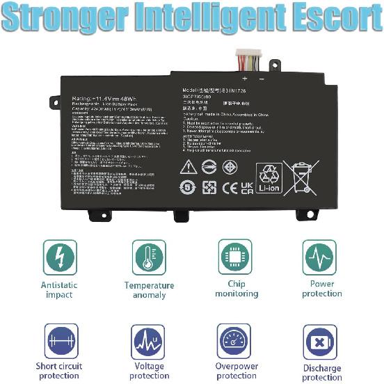 B31N1726 Battery 48WH 11.4V for ASUS TUF Gaming FX504GD FX504GE FX504GM FX505 FX505DT FX505DV FX504 FX504G FX505DU FX505DY FX505GT FX505GE, FX80