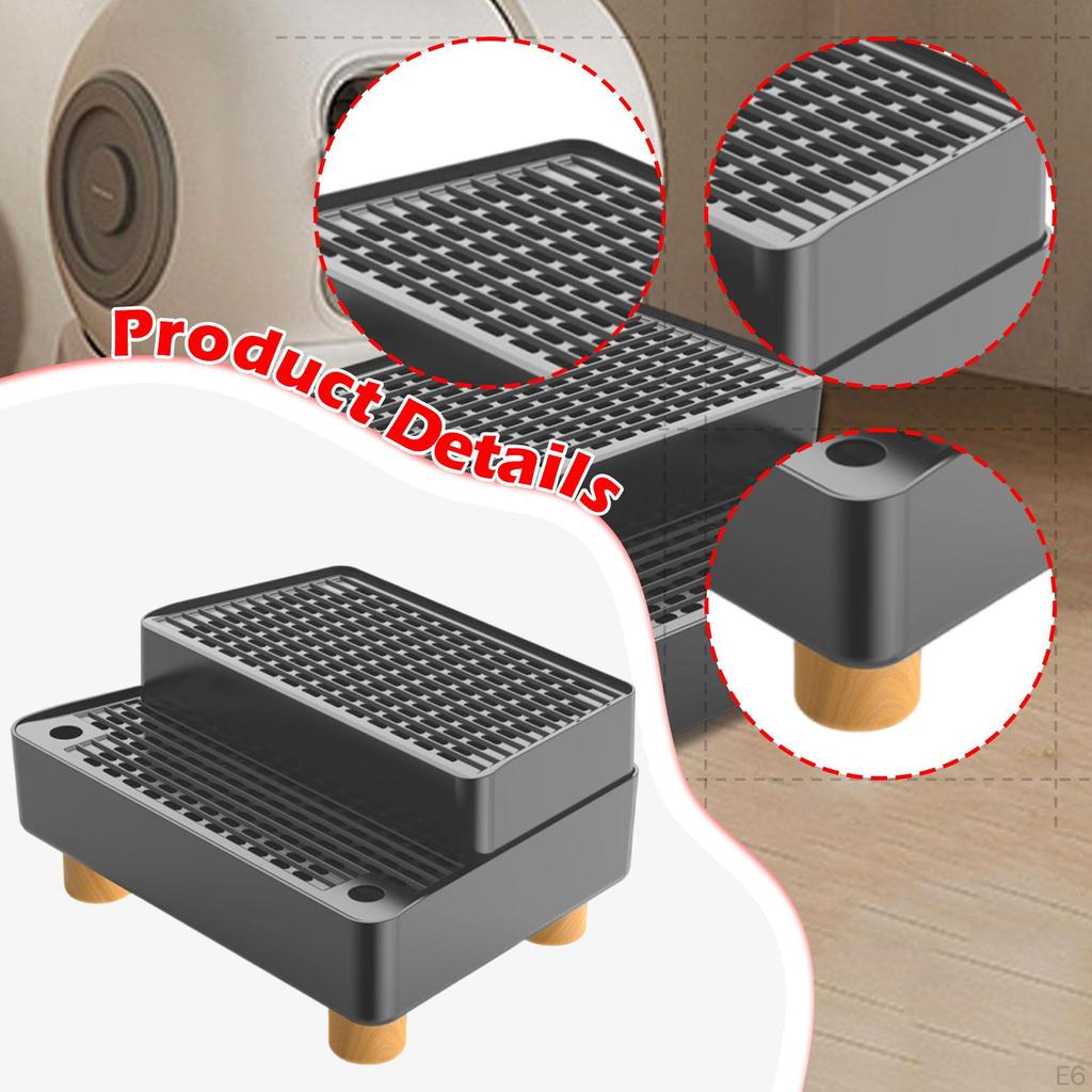 Ramp Cat Litter Stair with Non Slip Feet Detachable Washable Leakproof 2 Steps for Elderly Cats