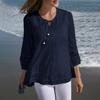 Casual Women Pullover Fashion Solid Color Print O Neck Long Sleeve 3/4 Sleeve Top Fall Spring