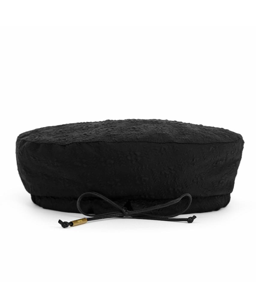 Eondeokeonteulolseutyudio Summer Strap Beret Plate Beret / Strap / Flower Bubble / Black