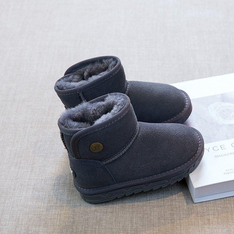 

Детские зимние ботинки мех интегрированный 2025 новые ботинки для девочек водонепроницаемые и нескользящие ботинки из хлопка для мальчиков детская теплая обувь 37 серый