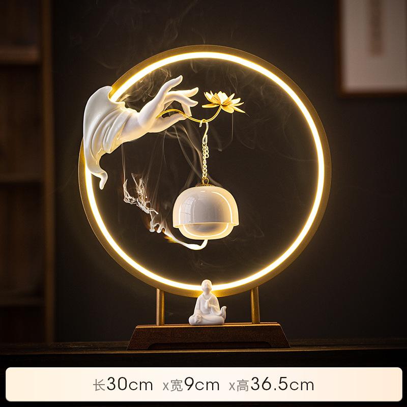 Feng shui Chinese-style Zen-inspired Buddha's hand lotus hanging stove lamp ring decoration, household indoor entrance TV cabine