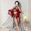 Elegant Ancient Court Style Lingerie Set with Hanfu Belly Band - Inspired by Dunhuang Flying Apsaras and Phoenix Motifs.