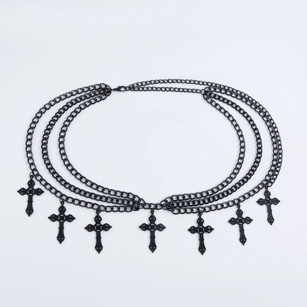 Elegant Cross Waist Chain Metal Body Chains Fashion Punk Waist Chain  Unisex