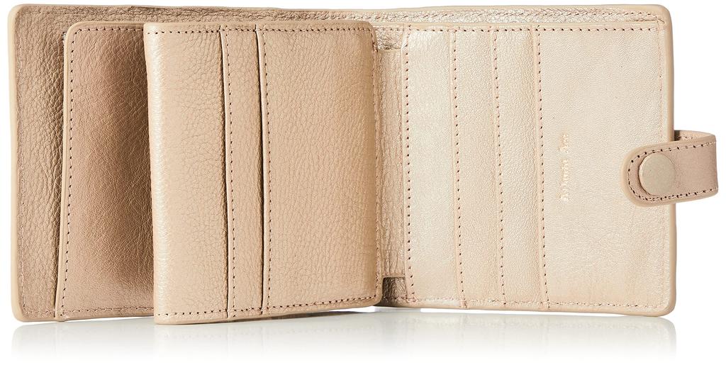 Peaks Peak Women's Bifold Wallet, Cowhide Leather, Two-Tone Color, Champagne, YC-3907
