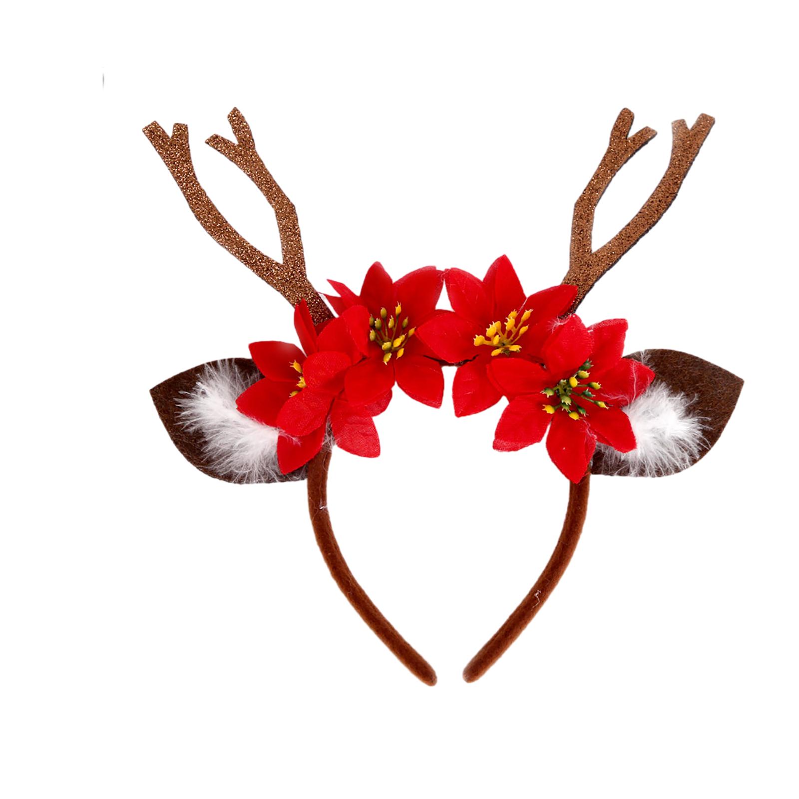 Festive Christmas Headband with Colorful Horn Hairband Headband Elk Antler New Year Christmas Accessories 1