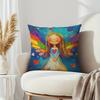 1Pc Oil Painting Style Rainbow Angel Girl Printed Throw Pillow Cover,Suitable For Sofa,Bedroom,Livingroom,Healing Gift For Girls