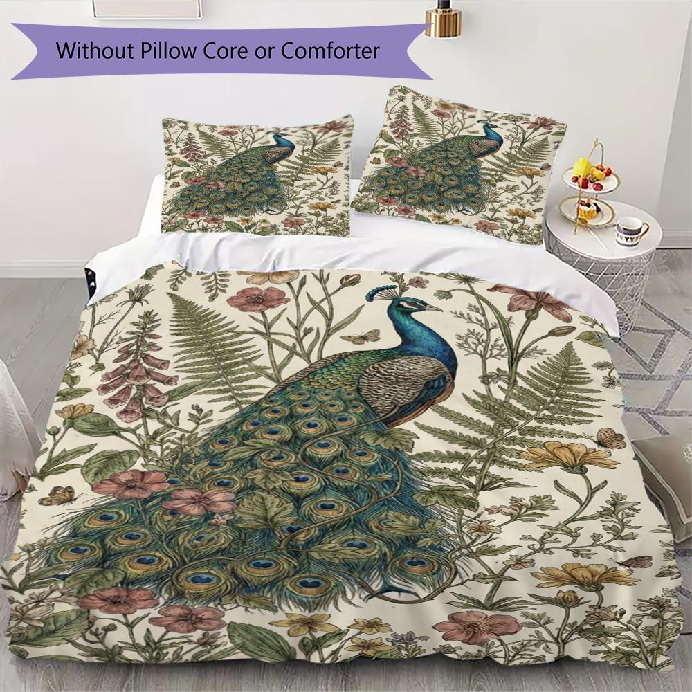Peacock Pattern Bedding Uilt Set Uilt Cover Pillowcase Home Decoration Birthday Gift (1 * Duvet Cover + 2 * Pillowcase Without Core)121