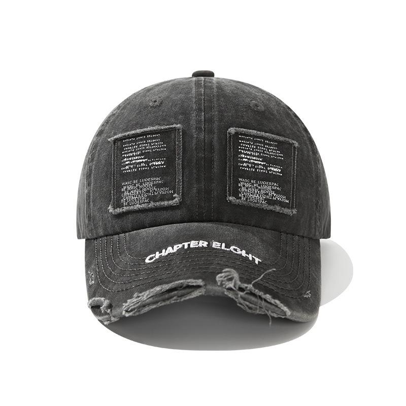 Retro washed old ripped baseball cap women's summer sunshade letters versatile face peaked cap tide