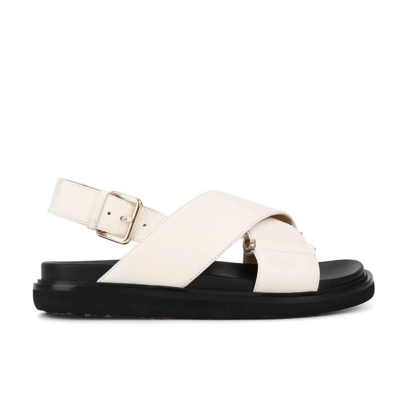 [Shei Su Yinyin] Classic~ Imported Fetal Sheepskin Cross with Open-toed Casual Thick-soled Roman Sandals Women's Summer