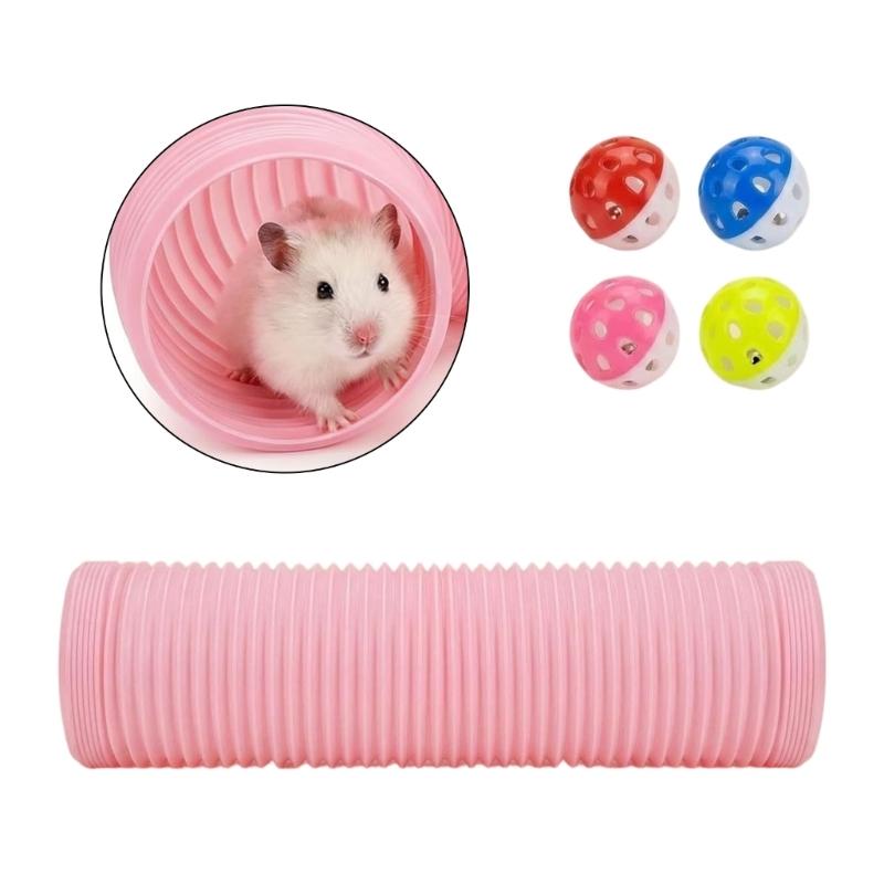 Hamster Crawl Tunnel for Small Animals, Flexible Plastic Tube for Indoor Burrowing Activity, Covered Rest Space and Habitat Enrichment Use