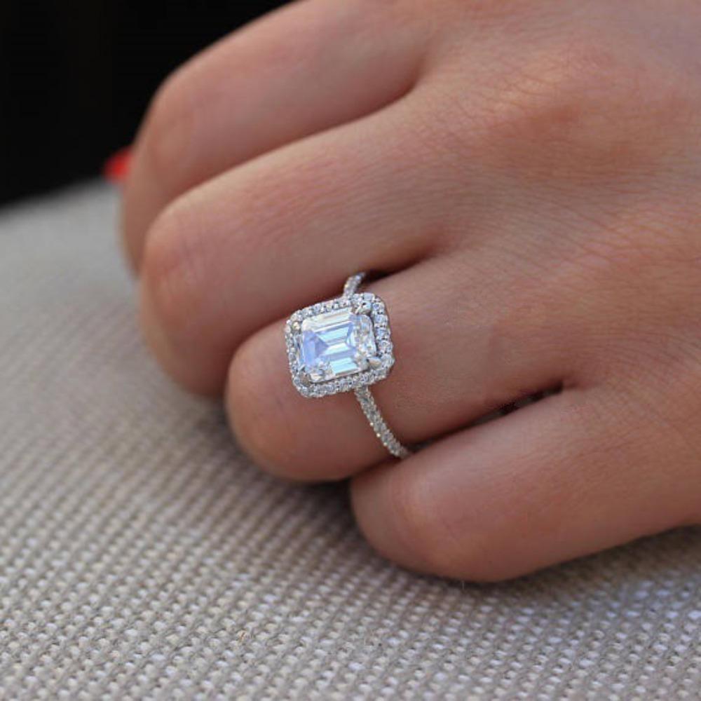 5ct Simulated Zircon Princess Cut Ring for Women Elegant Engagement Wedding Band