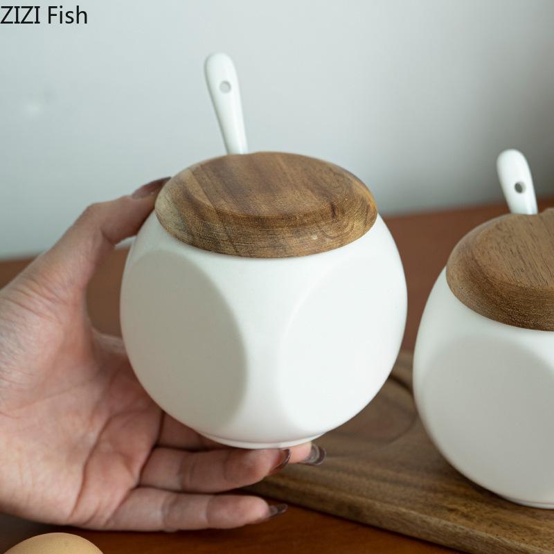 Severská bílá keramická sada kořenek Kuchyňská kořenka Kreativní dóza na sůl a pepř Organizér Doma skladovací nástroj