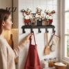Decorative Chef Figurine Rack Metal Kitchen Wall Hanger with Chef/House/Gnome/Train Elements, Hanging Hooks, Organizer Mounted Storage for Utensils