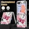 Polka Dot Cherry Print Case For Samsung Z Flip 8 7 6 5 Luxury Plating Leather Skin Folding Phone Cover For Galaxy Z Flip8 Flip7 Flip6