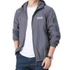 Men Summer Sun Coat Hooded Drawstring Long Sleeve Anti UV Jacket Letter Print Zipper Placket Windbreaker