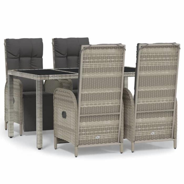 VidaXL Ensemble de salle à manger de jardin 5 pcs avec coussins Gris 3185031