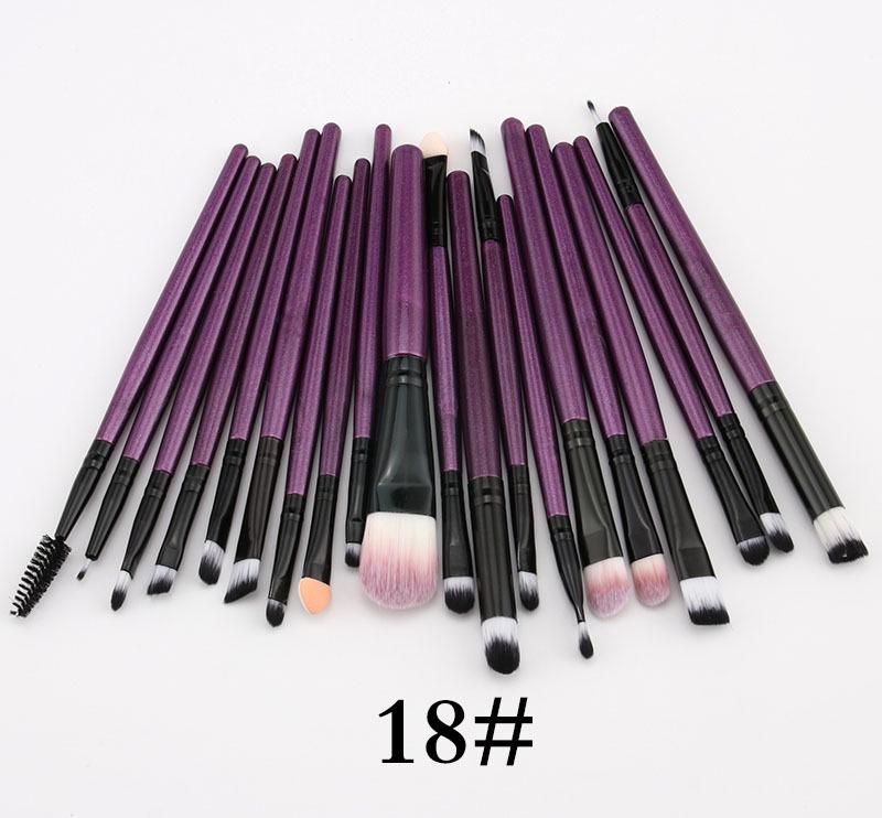 20-Piece Eye Makeup Brush Set: Includes Eyebrow, Foundation, Eyeshadow, Lip, and Contour Brushes.