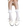 Women's Summer Spring Cotton Socks Thin White Lolita Lace Stocking Black Jk Bow Sweet Mid-leg Calf Socks Sweet Style Girls Gift