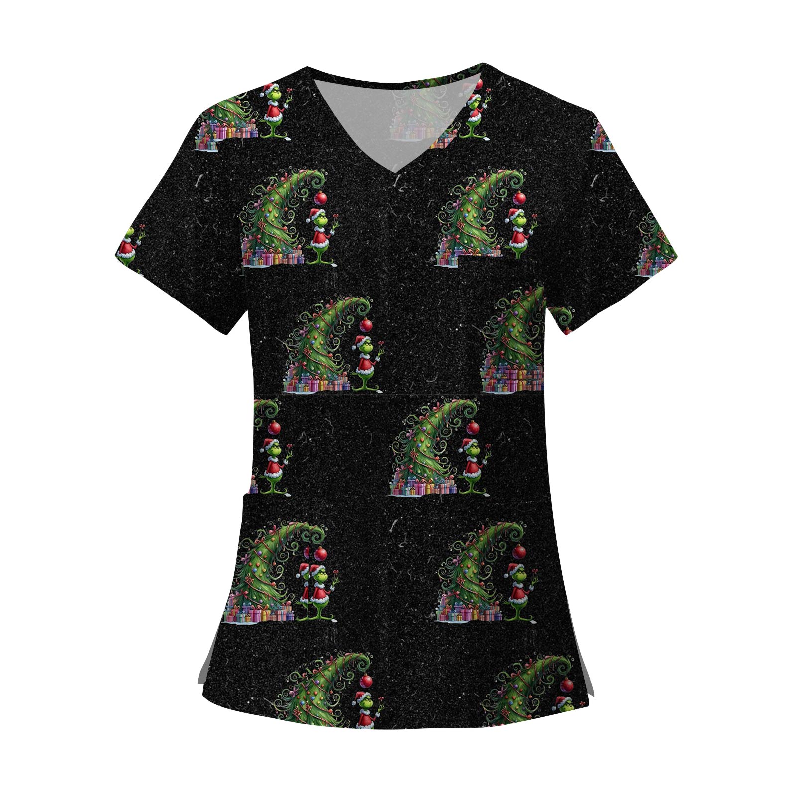 

Женские модные топы с короткими рукавами и V-образным вырезом с принтом, рабочие футболки с карманами XXL