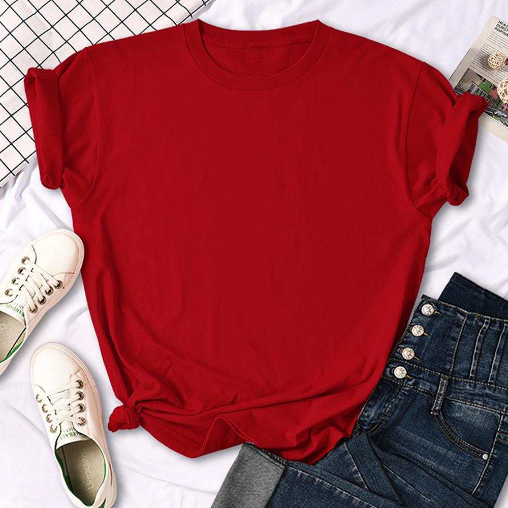 Casual 12 Color Solid T-Shirt Women Summer Breathable Short Sleeve Hip Hop All-Match Clothing Multicolor O-Neck Tee Shirt